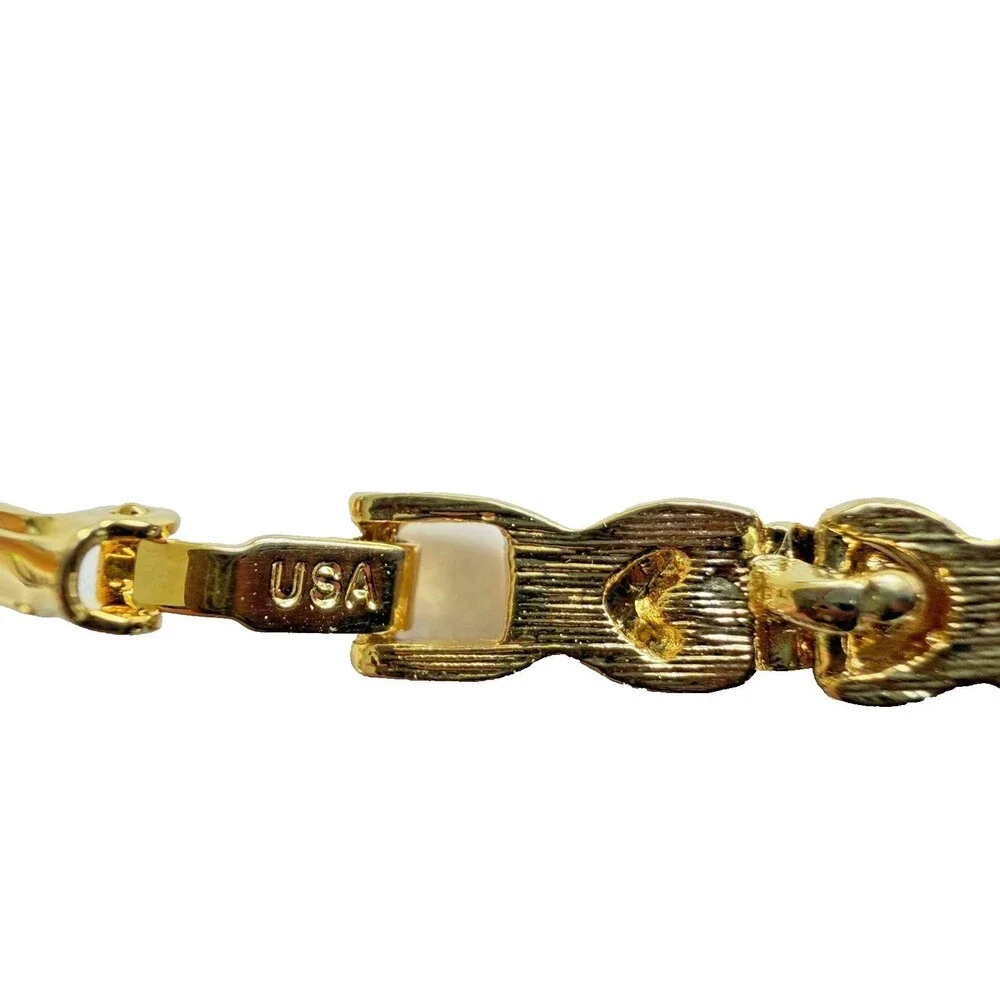 Vintage Blanca Gold Tone Jewel Tone Rhinestone XO Tennis Bracelet USA Marked